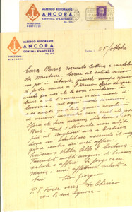 1940 CORTINA D'AMPEZZO Lettera Giorgio ZAMBERLAN trasferito per affari AUTOGRAFO