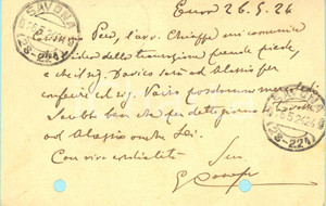 1924 GENOVA Cartolina on. Giuseppe CANEPA per appuntamento - AUTOGRAFO FP VG