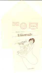 1978 MILANO IL GIORNALE Biglietto di auguri ILLUSTRATO - VINTAGE
