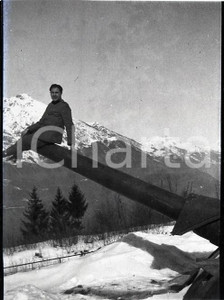 6X8cm NEGATIVO ORIGINALE*1915 WW1 ESERCITO ITALIANO Militare su canna  cannone 1