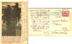 1921 FIRENZE Cartolina Giovanni BORELLI per accoglienza Nina GARELLI - Autografo