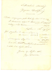 1862 TORINO Lettera ing. Giovanni DAVICINI per conto lavori svolti *AUTOGRAFO