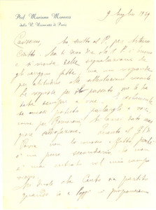 1939 PAVIA Lettera Mariano MARESCA per raccomandazione a un collega - AUTOGRAFO