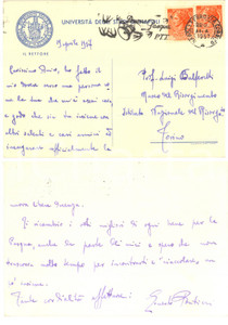 1957 UNIVERSITA' DI NAPOLI Cartolina Ernesto PONTIERI - AUTOGRAFO FG VG