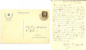 1939 FERRARA Liceo Ariosto - Cartolina prof. Ettore CAMPAILLA - AUTOGRAFO FG VG