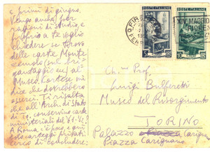 1951 FIRENZE Ettore PASSERIN D'ENTREVES cerca carte sul brigantaggio *AUTOGRAFO