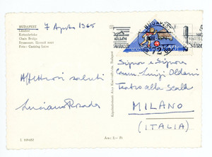 1965 BUDAPEST Direttore Luciano ROSADA a Luigi OLDANI - AUTOGRAFO FG VG