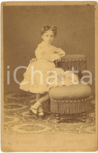 1880 ca FIRENZE Ritratto di bambina con barboncino *Foto Federigo GUIDI 11x16 cm