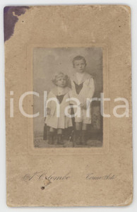 1900 ca TORINO Ritratto di due fratellini - Fotografia A. COLOMBO CDV
