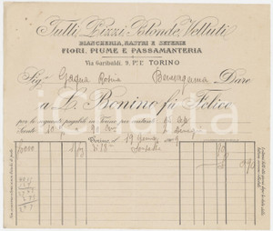 1909 TORINO Via Garibaldi 9 - L. BONINO fu Felice Biancheria e seterie - Fattura