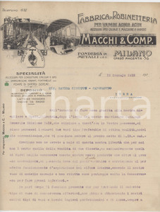 1912 MILANO Corso Magenta 56 - MACCHI & Comp. Fabbrica di robinetteria - Lettera