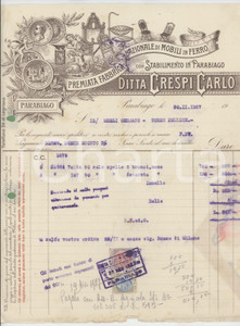 1927 PARABIAGO (MI) Ditta Carlo CRESPI Fabbrica di mobili in ferro - Fattura