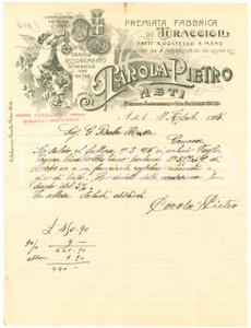 1896 ASTI Fabbrica Pietro PAROLA Turaccioli di Spagna ^Lettera commerciale (2)