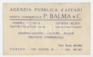 1950 ca TORINO Via Sacchi 34 P. BALMA & C. Agenzia pubblica d'affari - Biglietto