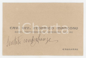 1920 ca CAGLIARI Federico MANCOSU Sostituto Procuratore del Re - AUTOGRAFO