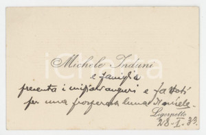 1933 LIGORNETTO (SVIZZERA) Michele INDUNI - Biglietto da visita AUTOGRAFO