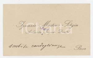 1920 ca BOSA (OR) Ignazio MASTINO SOTGIU Capo Archivista - Biglietto AUTOGRAFO