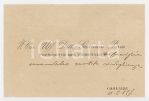 1927 CAGLIARI Giovanni PORRU Presidente di Tribunale - Biglietto AUTOGRAFO