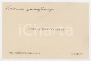 1920 ca CAGLIARI Dott. Sisinnio CAOCCI - Biglietto da visita AUTOGRAFO