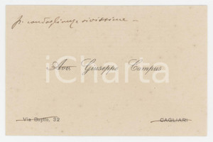 1920 ca CAGLIARI Avv. Giuseppe CAMPUS - Biglietto da visita AUTOGRAFO