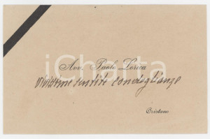 1930 ca ORISTANO Avv. Paolo LORICA - Biglietto da visita AUTOGRAFO