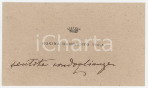 1920 ca NOBILTA' SARDEGNA Rosina BONIVENTO TOLA - Biglietto da visita AUTOGRAFO
