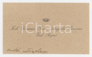 1920 ca NOBILTA' SARDEGNA Giovanna Angela PASSINO SEQUI - Biglietto AUTOGRAFO Biglietto da visita con messaggio autografo.  GOOD/buono lievi fioriture Formato: 10x6 cm originale e autentica 1