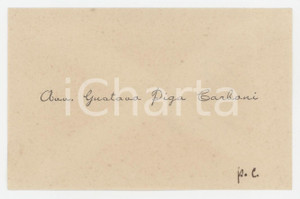 1930 ca SARDEGNA - Avv. Gustavo PIGA CARBONI - Biglietto da visita