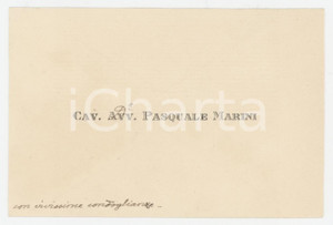 1920 ca  Cav. Avv. Pasquale MARINI Avvocato - Biglietto da visita autografo