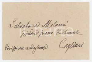 1920 ca CAGLIARI Salvatore MELONI giudice - Biglietto da visita AUTOGRAFO