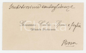 1930 ca BOSA Giovanni CALVIA SPANO Ufficiale giudiziario - Biglietto AUTOGRAFO