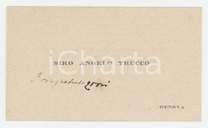 1920 ca GENOVA Siro Angelo TRUCCO - Biglietto da visita