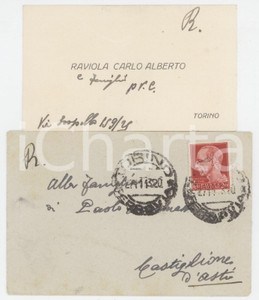 1930 ca TORINO Carlo Alberto RAVIOLA - Biglietto da visita per condoglianze