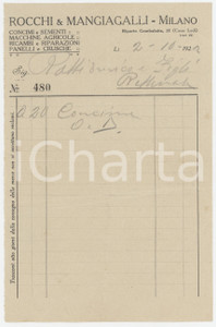 1929 MILANO Riparto Gamboloita 31 - ROCCHI & MANGIAGALLI - Ricevuta per concime