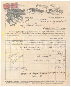 1923 TORINO Via Chiesa della Salute COGNASSO & ZACCARIA Colorificio Dora Fattura