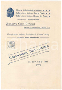 1913 SPORTING CLUB GENOVA - CROSS-COUNTRY Campionato italiano - Pieghevole