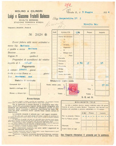 1934 RIVALTA BORMIDA (AL) Luigi e Giacomo Fratelli BALOCCO Molino - Fattura (2)