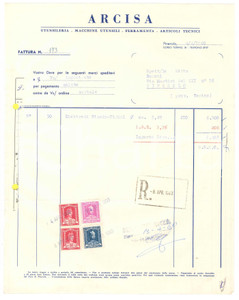1960 PINEROLO (TO) - ARCISA Utensileria Ferramenta Articoli tecnici *Fattura (1)