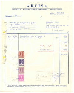 1960 PINEROLO (TO) - ARCISA Utensileria Ferramenta Articoli tecnici *Fattura (2)