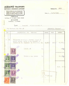 1960 TORINO Via Bibiana 70 - ALBANO Trasporti Noleggio autogrù - Fattura (1)