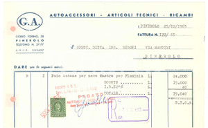 1965 PINEROLO (TO) - G.A. Autoaccessori Articoli tecnici Ricambi - Fattura (3)