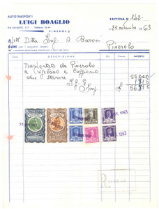 1963 PINEROLO (TO) - Luigi BOAGLIO Autotrasporti - Fattura commerciale (1)