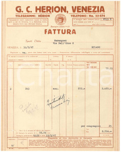 1947 VENEZIA - G. C. HERION Maglierie igieniche - Fattura commerciale
