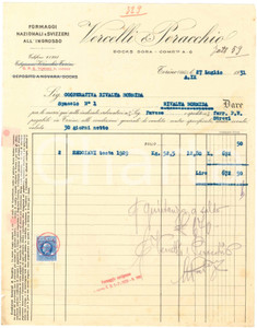 1931 TORINO Docks Dora VERCELLI & PERACCHIO Formaggi all'ingrosso - Fattura (2)
