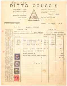 1938 TORINO Corso Francia 125 GOUGG'S Industria coni, cialde e affini - Fattura