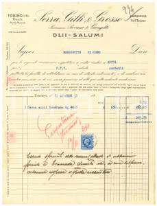 1931 TORINO Docks Porta Nuova - SERRA, GILLI & GROSSO Olii Salumi - Fattura (3)
