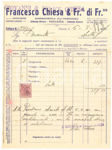1930 NOVARA - Francesco CHIESA & F.lli di Francesco - Fattura per gorgonzola (4)