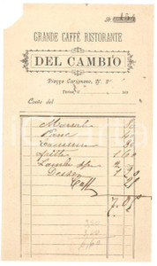 1890 ca TORINO Piazza Carignano 2 - Ristorante DEL CAMBIO - Conto (2)