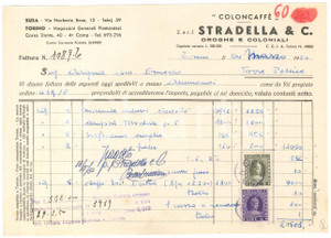 1950 TORINO Corso Dante 40 - "COLONCAFFÈ" S.r.l. STRADELLA & C. - Fattura (1)