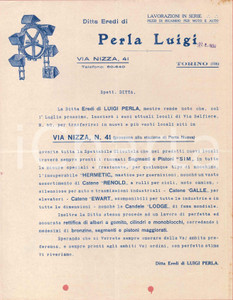 1930 TORINO Via Nizza 41 - Eredi di Luigi PERLA Catene - Lettera trasferimento Lettera d'epoca a stampa, su carta intestata.PAGINE: 1  POOR/danneggiato piegature d'epoca; fori da classificatore; fioriture marginali  originale e autentica 1